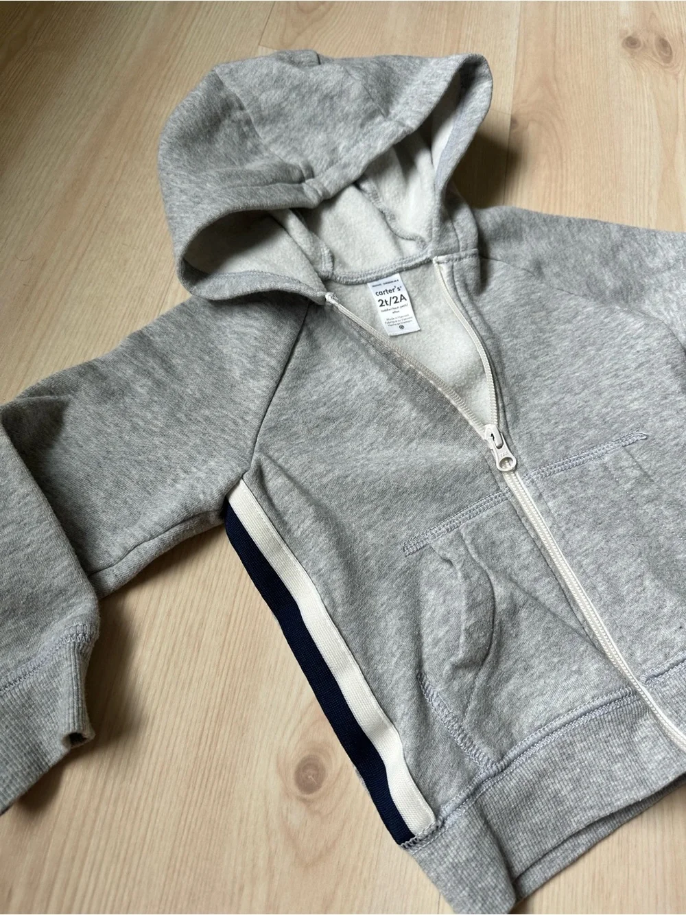 Carters Toddler Gray Hooded Zip-Up Sweatshirt